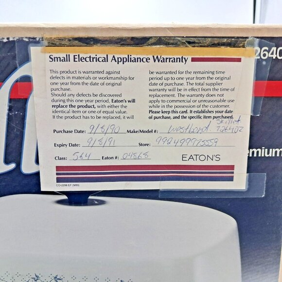 West Bend SilverStone 12" Electric Skillet #72640Z Vintage NOS Unused In Box - Picture 10 of 10